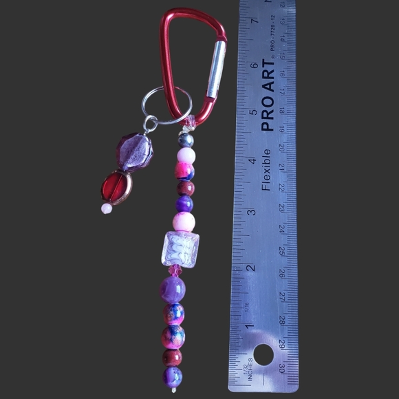 Pink & Purple Hand Crafted Keychain - Picture 8 of 9
